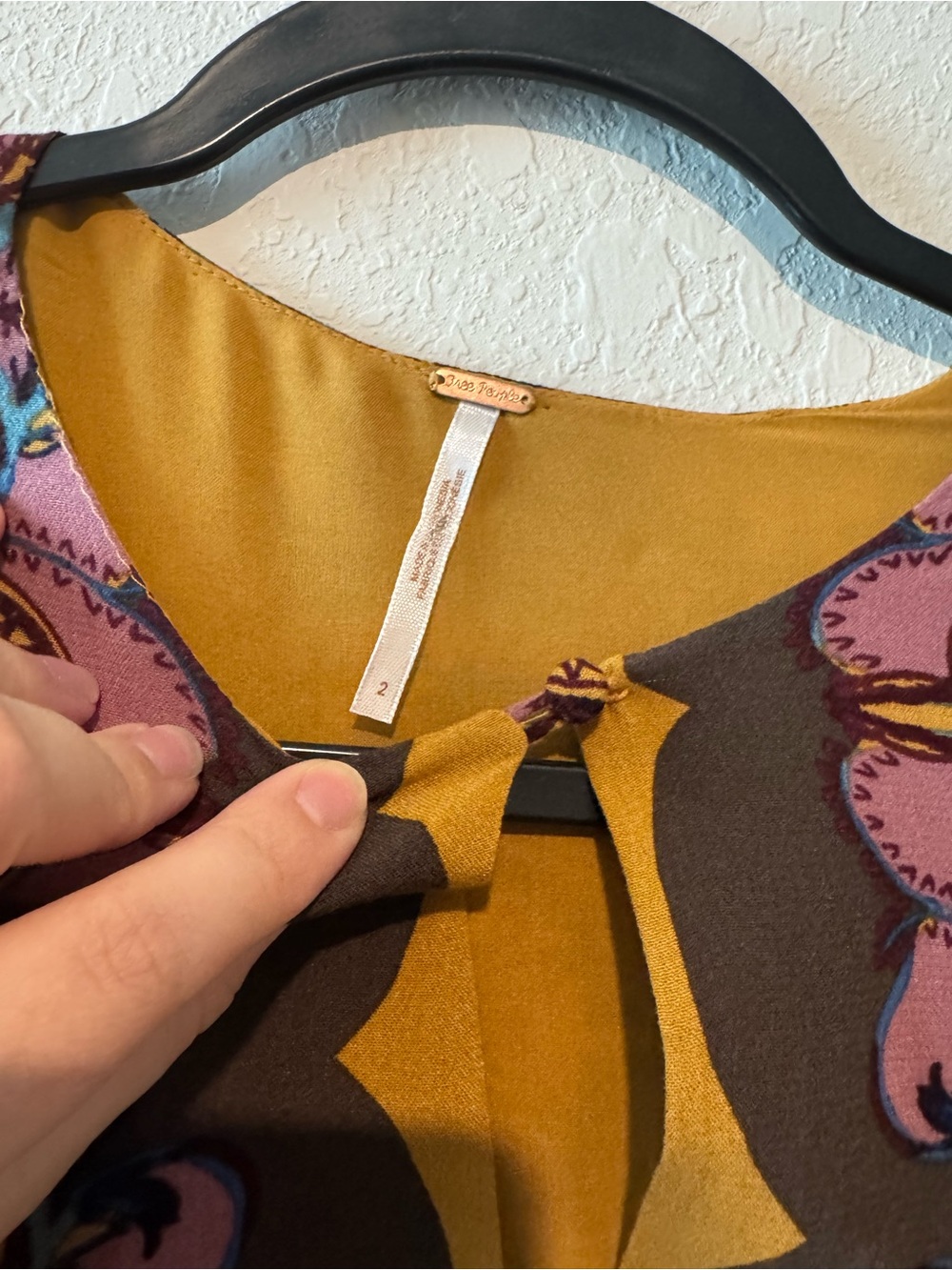 Free People Paisley Keyhole Mini Dress in Mustard, Purple, and Black - Picture 2 of 6